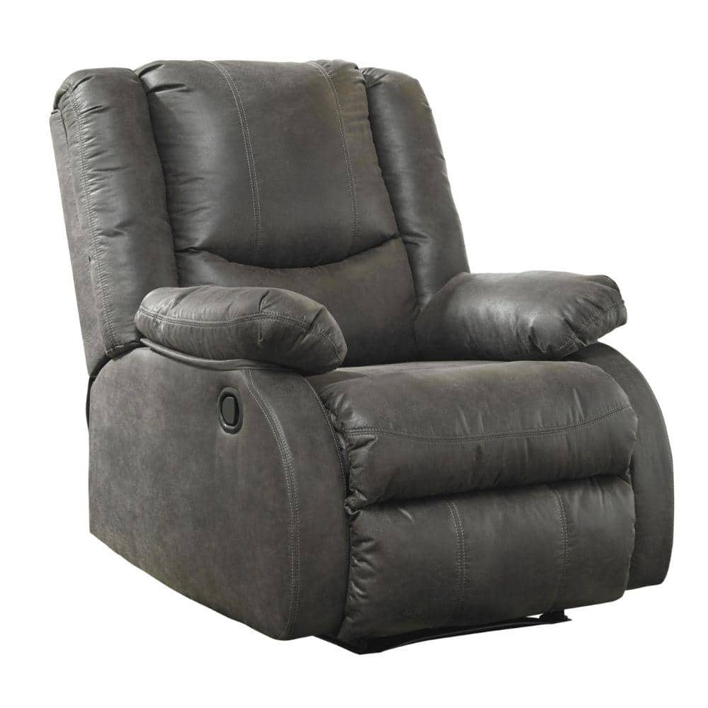 Benjara Gray Fabric And Faux Leather Zero Wall Recliner With Pillow Top ...