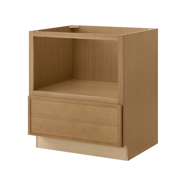 Leyton 30 in. W x 24 in. D x 34.5 in H Ready to Assemble Plywood Slim Shaker Microwave Base Kitchen Cabinet in White Oak