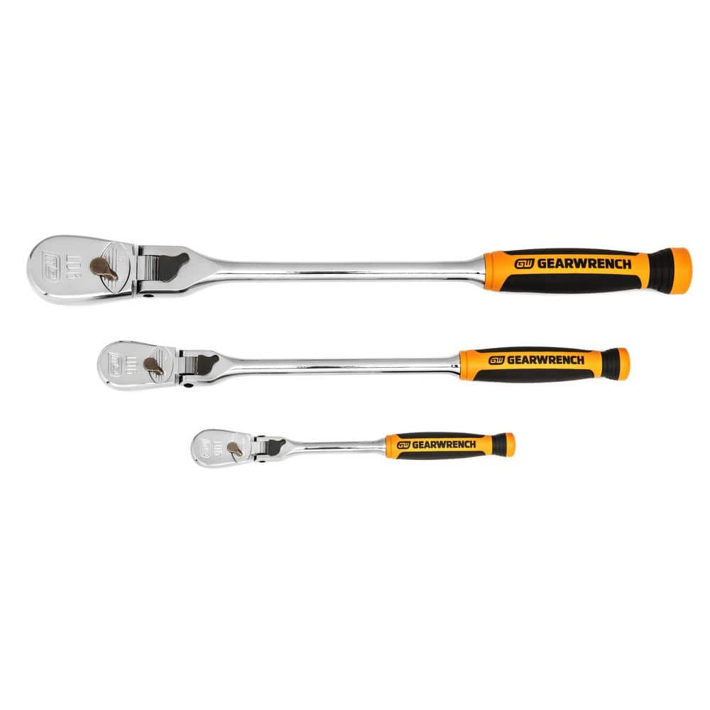 1/4 in., 3/8 in. and 1/2 in. Drive 90-Tooth Dual Material Locking Flex-Head Teardrop Ratchet Set (3-Pieces) price history on PriceWatchPro