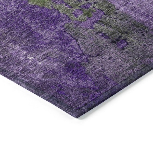 Chantille Machine Washable Indoor/Outdoor Abstract ACN1870 Olive 8 ft. x 8 ft. Round Rug