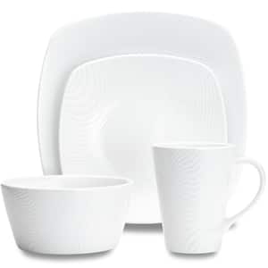 Colorscapes White-on-White Dune Porcelain 4-Piece Square Place Setting (Service for 1)