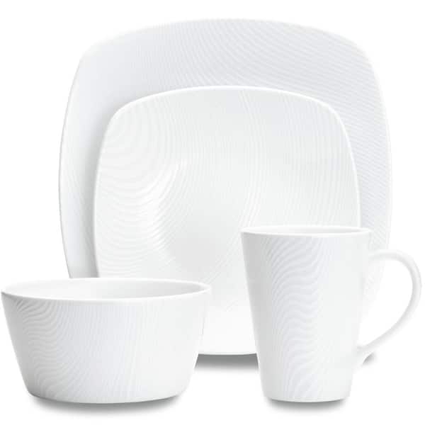 Noritake Colorscapes White-on-White Dune Porcelain 4-Piece Square Place Setting (Service for 1)