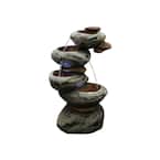 Multi-Tiered Stone Fountain with 3 Cool White LED Lights