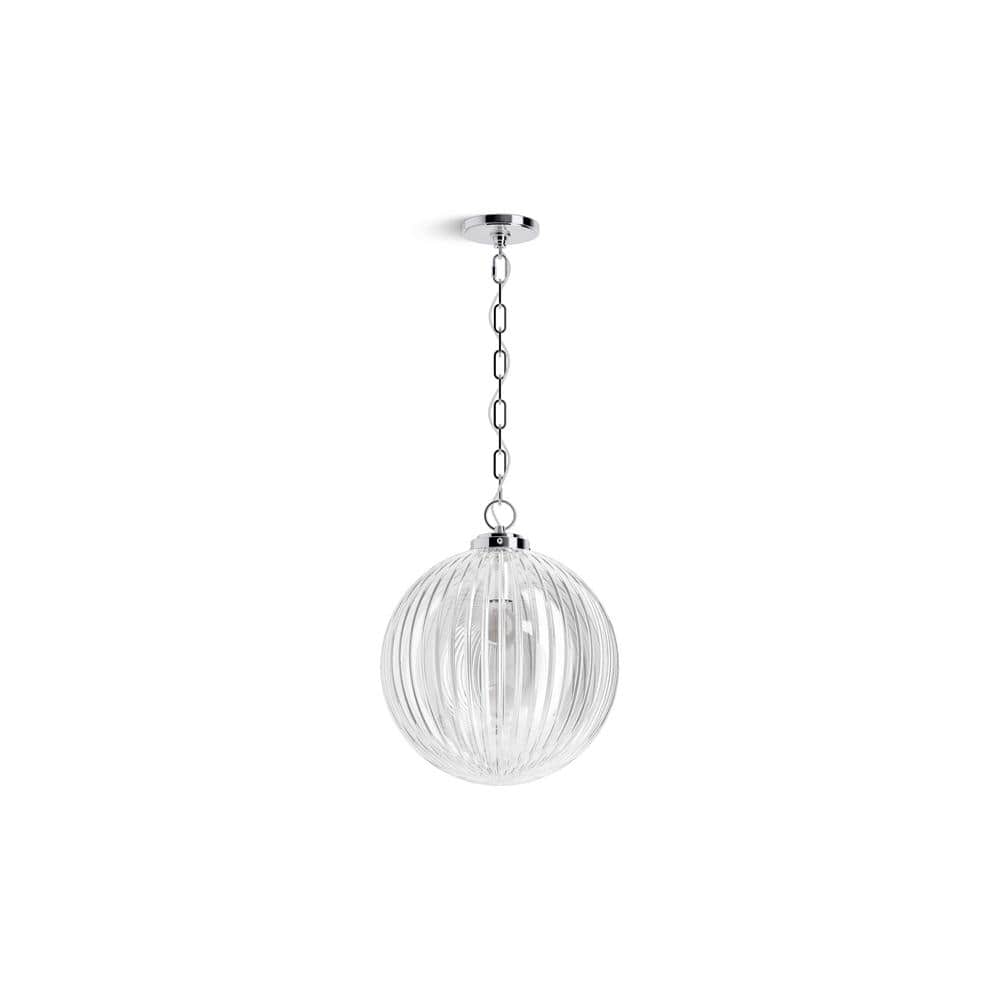 Polished Chrome 14" Glass Globe Pendant Light