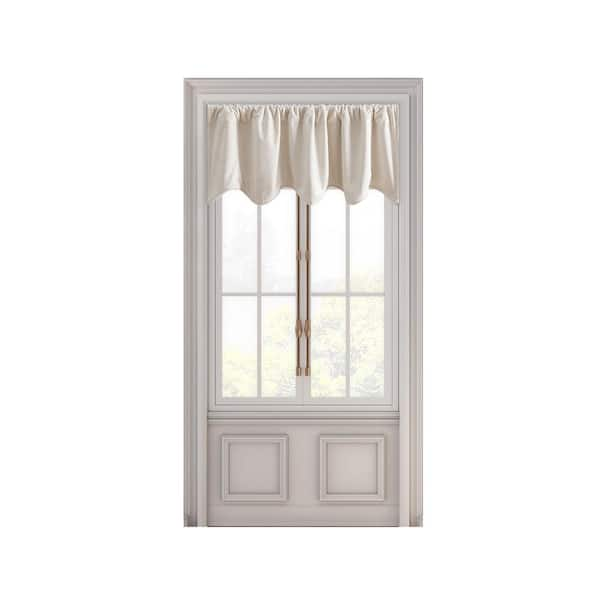 RICARDO Premium Velvet 50 in. W x 17 in . L Scalloped Valance in Bone