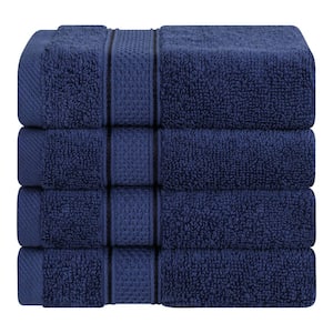 American Soft Linen, Salem Luxury 4-Pack Washcloth 100% Turkish Combed Cotton, 13 in. W. x 13 in.  Washcloths, Navy Blue