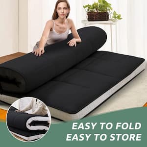 Futon Mattress, 54 in. x 4 in. Cushion 1-Piece Deep Seating Outdoor Floor Mattress Cushion Corner Set Black Cush