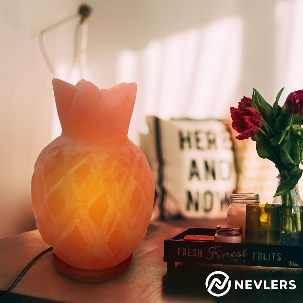 Pineapple Shaped Himalayan Pink Salt Lamp with Wooden Base
