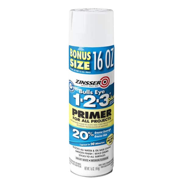Zinsser Bulls Eye 1-2-3 Plus 16 oz. White Interior/Exterior Primer Spray (6-Pack)