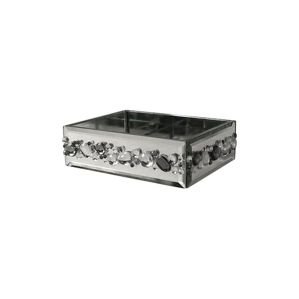 Elegant Home Fashions Harlow Soap Dish, Silver Mirror with Beads