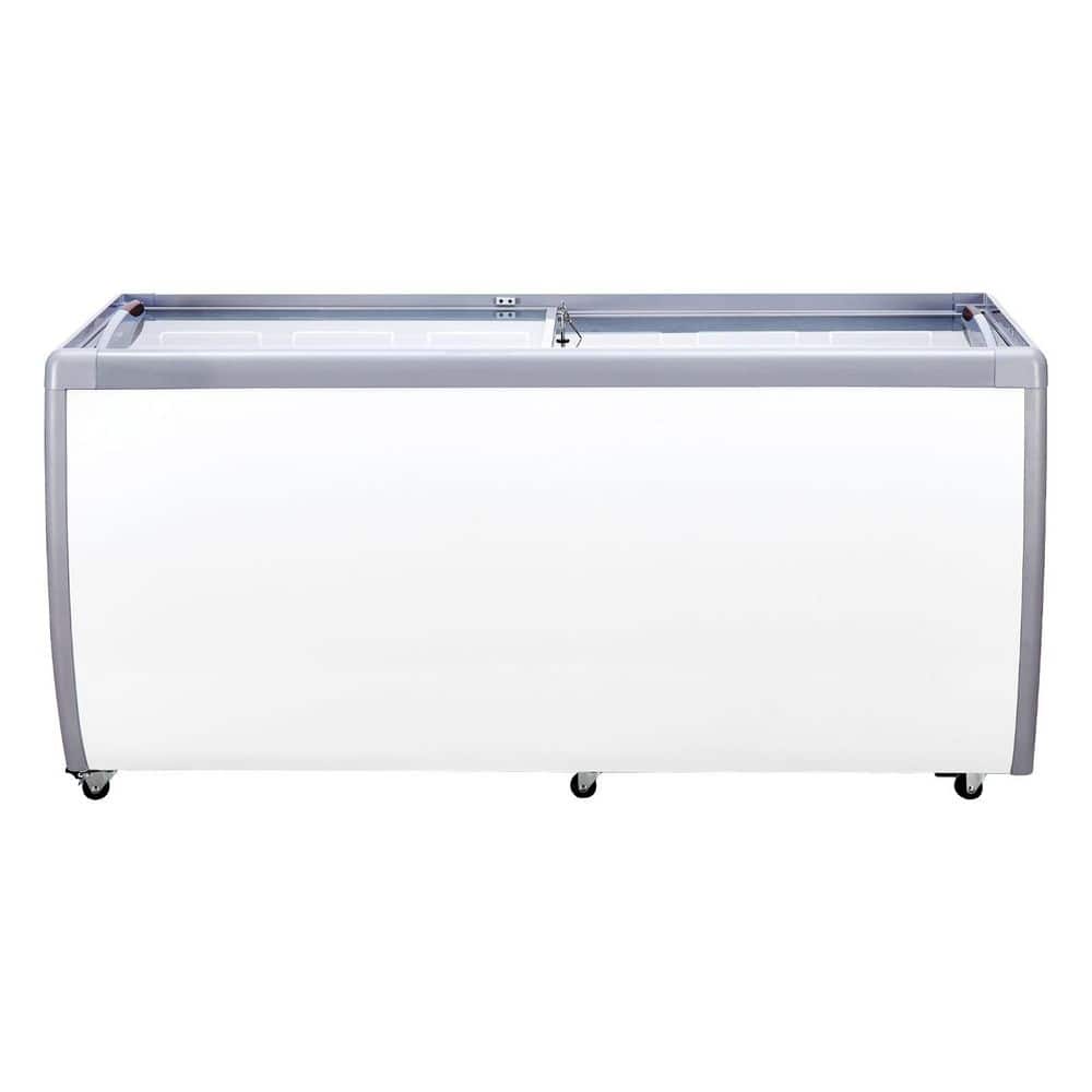 Commercial Ice Cream Display Case, Gelato Cabinet, 12 Tubs, 2 Doors, 20 cu. ft. Manual Defrost Chest Freezer in White