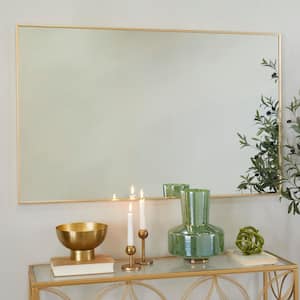 47 in. x 30 in. Rectangle Framed Gold Wall Mirror with Thin Frame