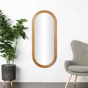 51 in. x 22 in. Oval Oval Framed Brown Wall Mirror with Dimensional Carved Frame