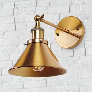 Vintage Brass Bathroom Vanity Light, 1-Light Wall Sconce with Metal Bell Shade for Living Room
