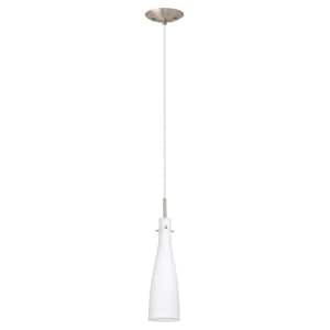 Kameo 1 3.50 in. W x 59 in. H  1-Light Matte Mini Pendant Light with White Glass Shade