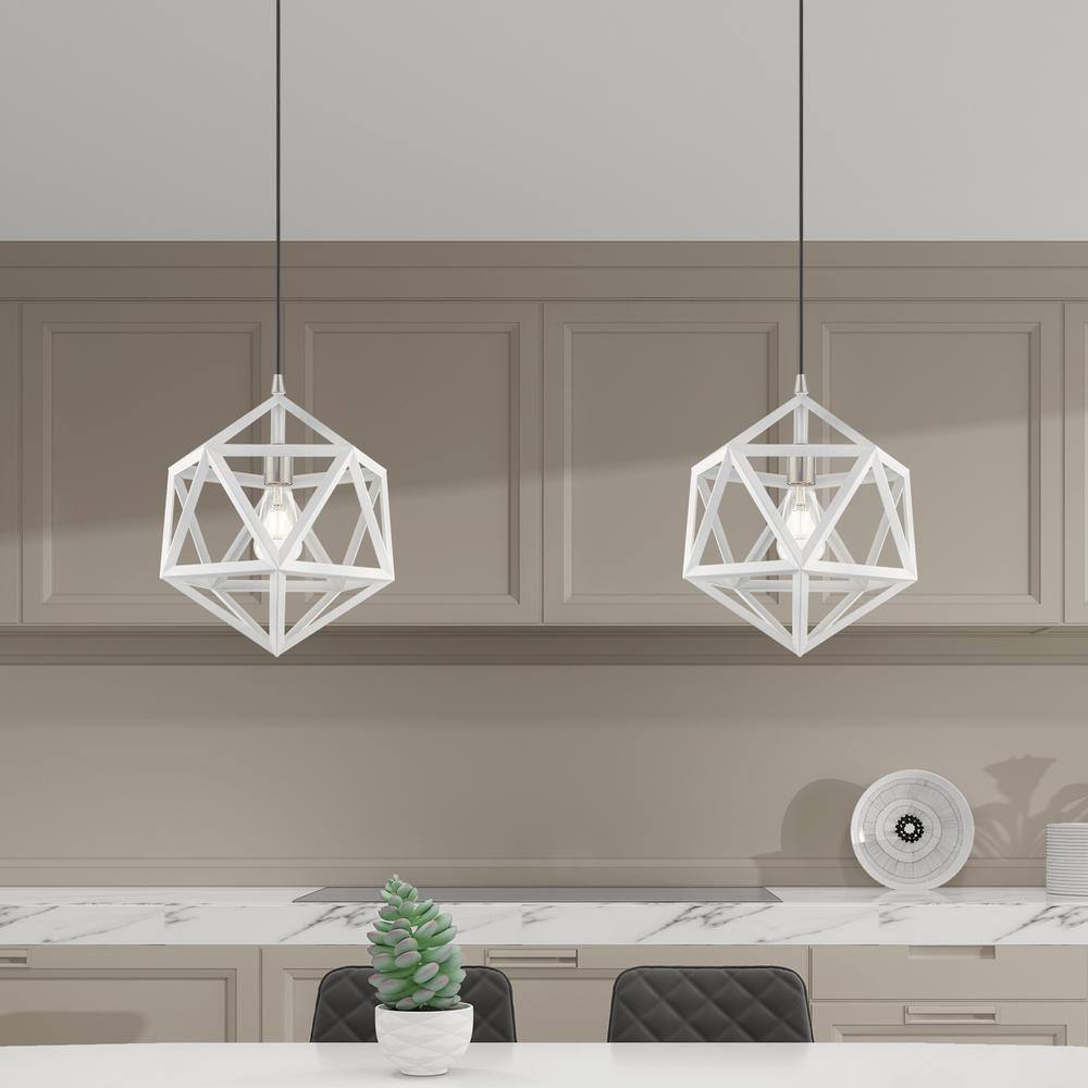White Geometric Metal Mini Pendant Light