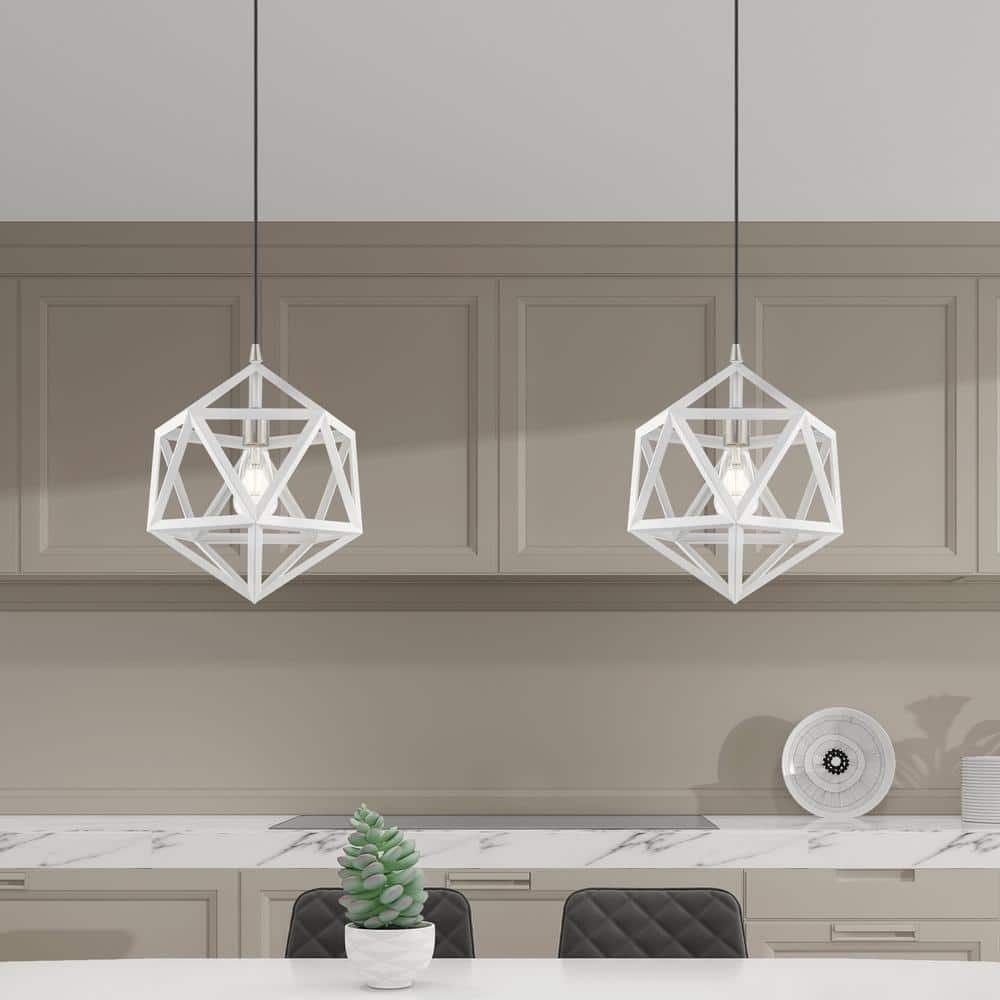 White Geometric Metal Mini Pendant Light