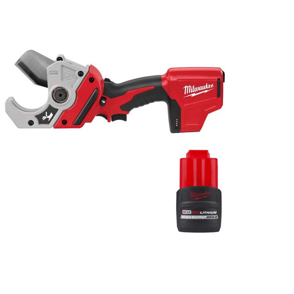 Milwaukee M12 12V Lithium-Ion Cordless PVC Pipe Shear  M12 High Output 2.5  Ah Battery 2470-20-48-11-2425 The Home Depot