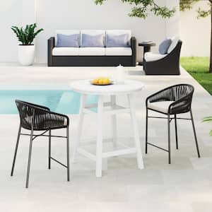 Laguna 35 in. Round HDPE Plastic All Weather Outdoor Patio Counter Height High Top Bistro Table in White