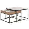Full view of the coffee table with stone top.