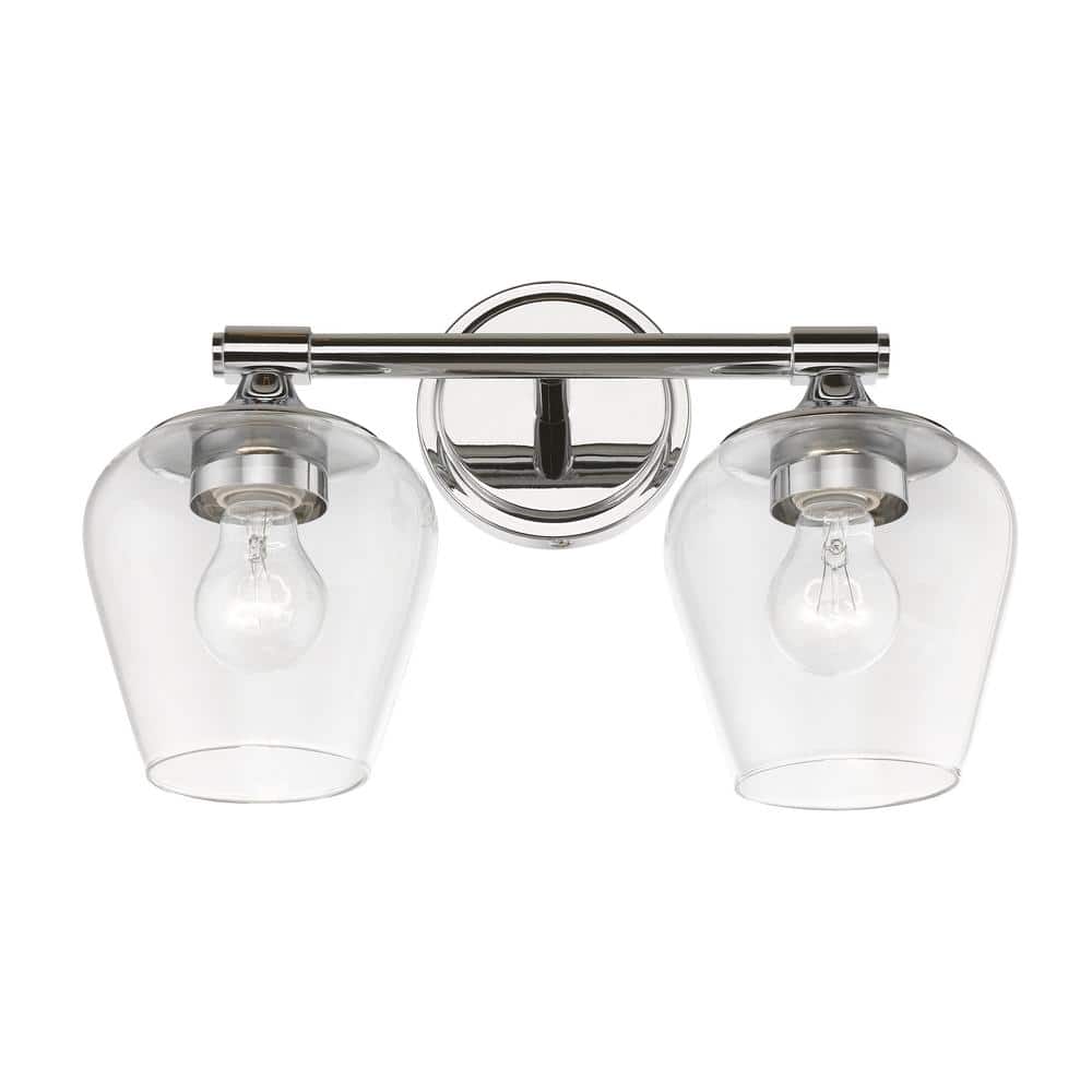 Willow Polished Chrome 2-Light Vanity Sconce with Clear Glass