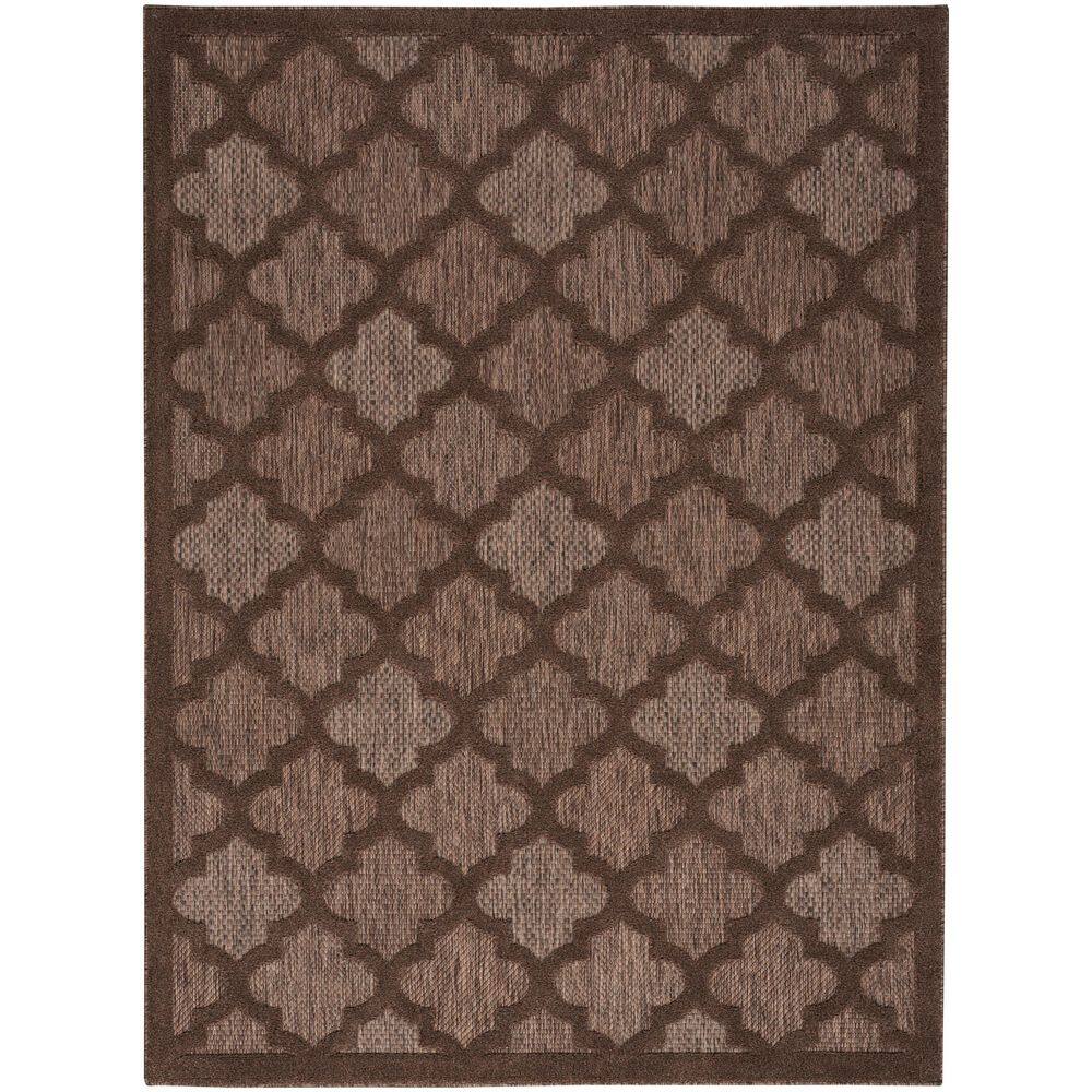 Nourison Easy Care Brown 6 ft. x 9 ft. Trellis Contemporary Area Rug ...