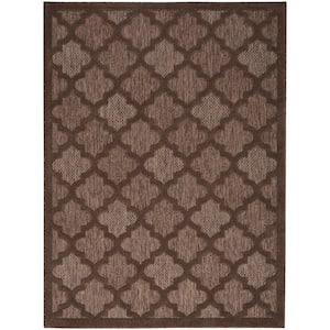 Easy Care Brown 6 ft. x 9 ft. Trellis Contemporary Area Rug