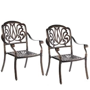 Bronze 2-Piece Cast Aluminum Indoor and Outdoor Dinning Chairs
