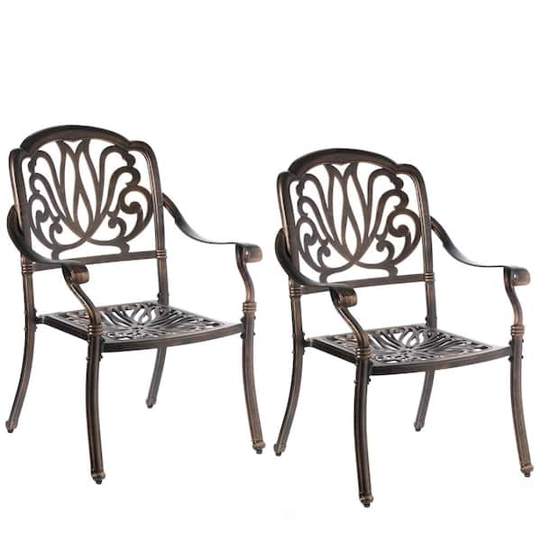 Gardenised Bronze 2-Piece Cast Aluminum Indoor and Outdoor Dinning Chairs