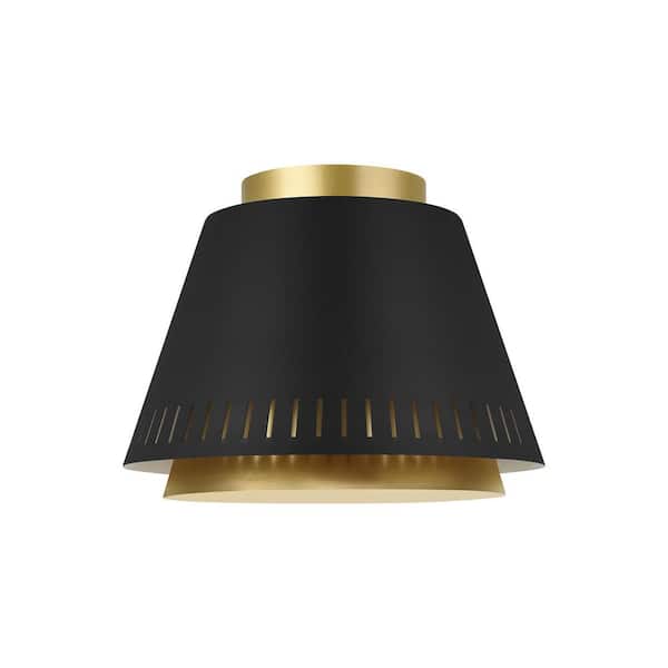 Generation Lighting ED Ellen DeGeneres Crafted by Generation Lighting Carter 11 in. Matte Black and Burnished Brass Flush Mount Light
