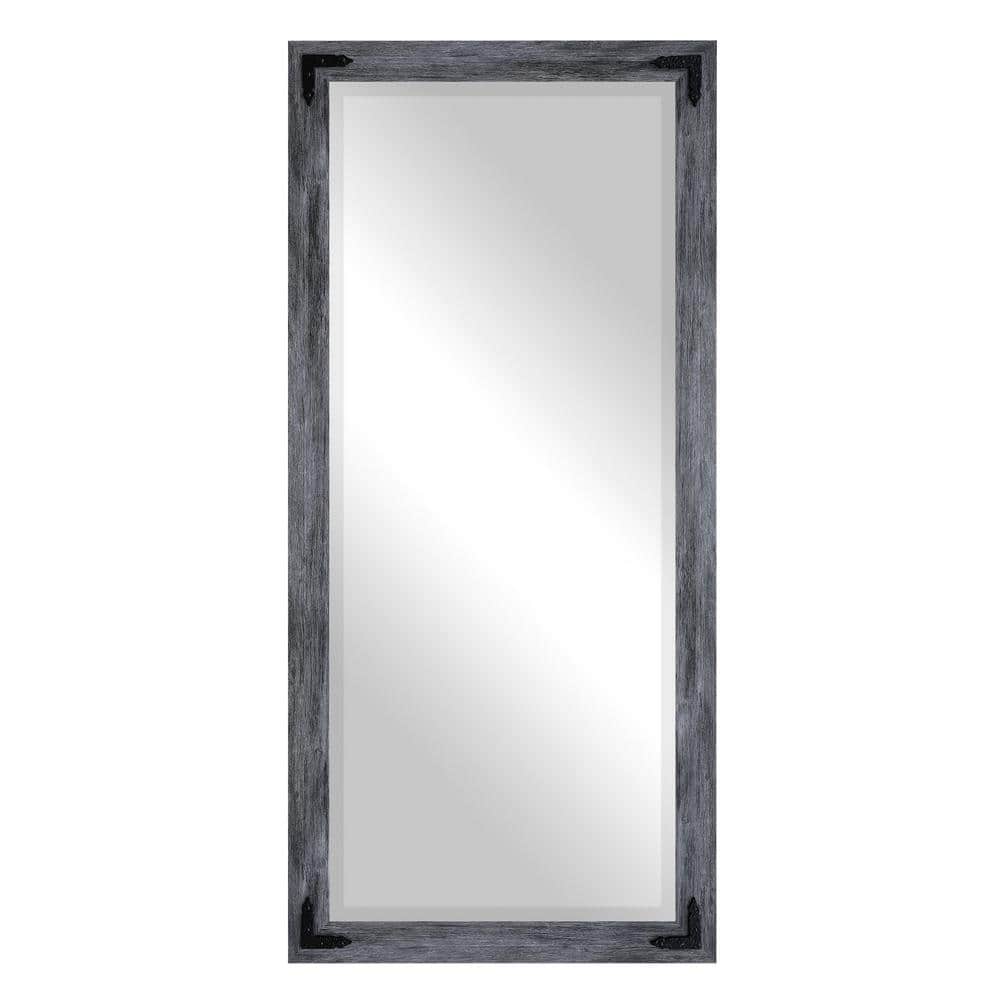 Oversized Grey Composite Beveled Glass Rustic Mirror (71 in. H X 30.5 in. W