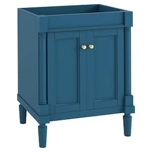 24 in. W x 18 in. D x 33 in. H Bath Vanity Cabinet without Top in Blue with 2-Tier Storage Shelves & 2 Soft Close Doors