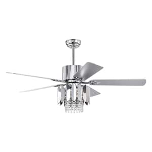 52 in. indoor Chrome Crystal Ceiling Fan with Remote Control and Reversible Motor