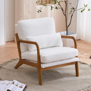 Off-White Upholstered Velvet Lounge Chair Arm Chair Single