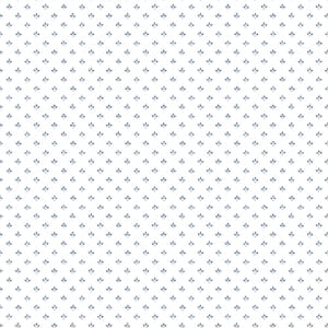 Tri Leaf Navy/Blue/White Matte Finish Vinyl on Non-Woven Non-Pasted Wallpaper Roll