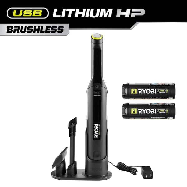 USB Lithium HP Compact Hand Vacuum Cleaner Kit with (2) USB Lithium 2.0 Ah Batteries and Charger