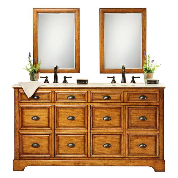 Home Decorators Collection Apothecary 60 in. W Double Vanity in Antique Oak