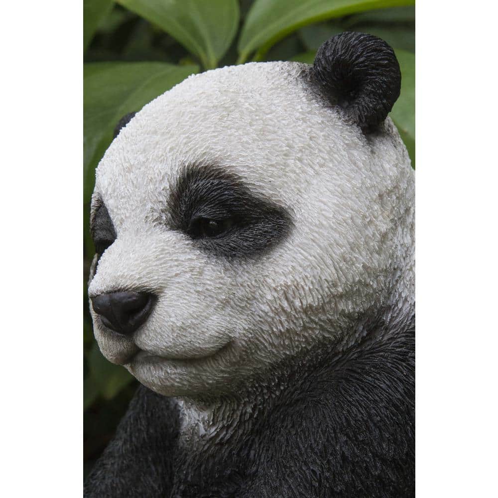 Small Black and White Polyresin Sitting Panda Statue