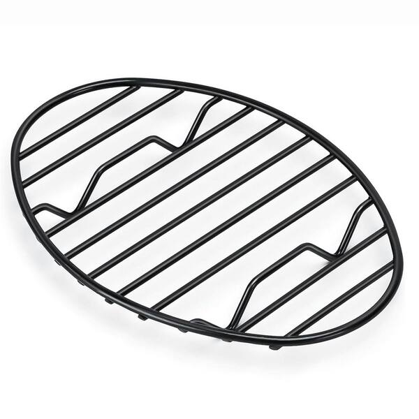 Oval Non-Stick Roasting Rack with Integrated Feet for Oven Cooking, Baking, Grilling, Drying, 1 Piece Black