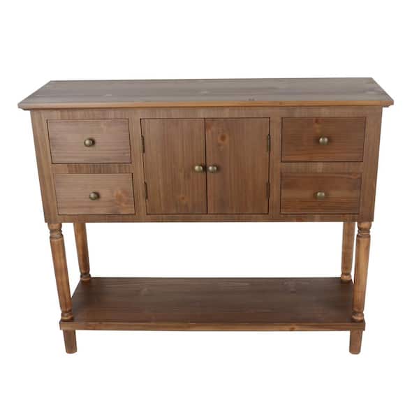 Decor Therapy Taylor 42 in. Natural Wood Standard Rectangle Wood Console Table with 4-Drawers