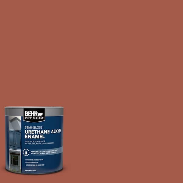 1 qt. #PPU2-15 Cajun Red Semi-Gloss Enamel Urethane Alkyd Interior/Exterior Paint