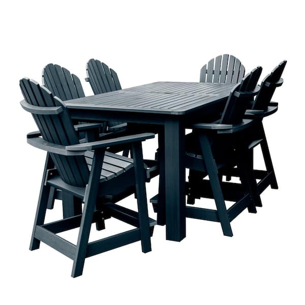 Highwood Hamilton Federal Blue 7-Piece Plastic Rectangular Outdoor Dining Set