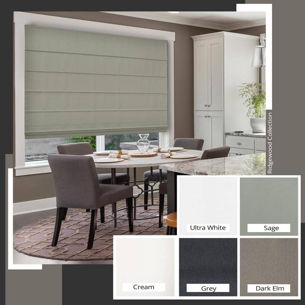 Ridgewood Sage Cordless Fabric Blackout Roman Shade 29" x 72"