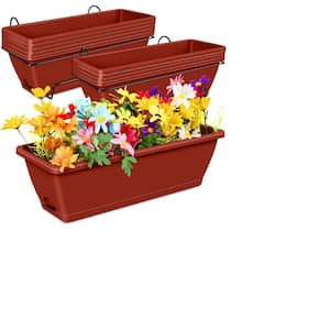 Modern 20 in. L x 7.5 in. W x 6 in. H .5 qts. Hanging Square Brick Red Outdoor Plastic Ground Planters Box 13 (-Pack)
