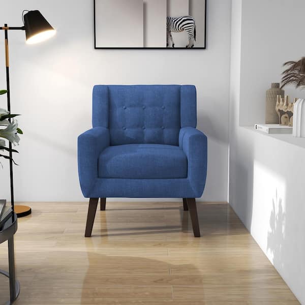 Uixe Blue Linen Arm Chair (Set of 1)