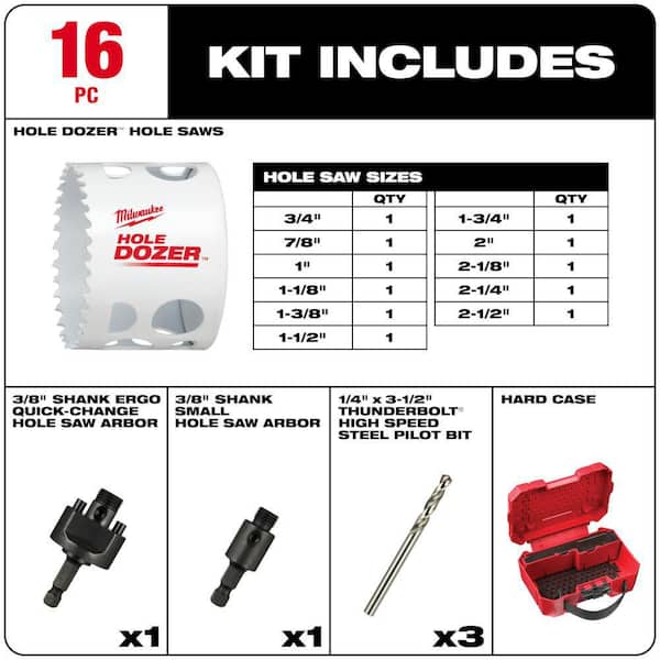 General-Purpose Hole Dozer Hole Saw Kit (16-Piece) General-Purpose Hole Dozer Hole Saw Kit (16-Piece)