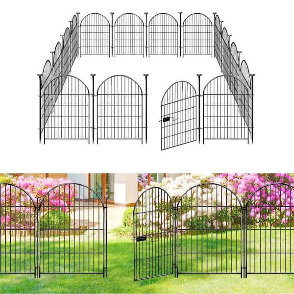.N/A 32 in. Rustproof Metal Garden Fence with Gate, 16 Panels, 35 ft. Length