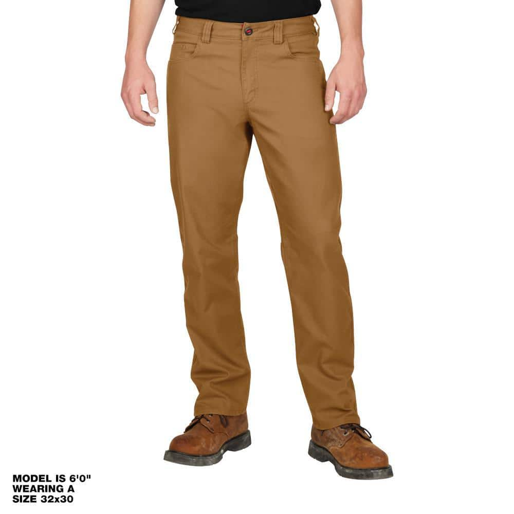 Milwaukee Men's 30 in. x 32 in. Khaki Cotton/Polyester/Spandex Flex Work  Pants with 6 Pockets 701K-3032 - The Home Depot