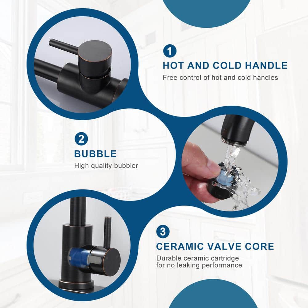 Oil Rubbed Bronze Single Handle Stainless Steel Bar Faucet