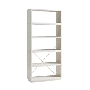 Yaztra 33.5 in. Wide Cream Weave 5 Shelves Standard Bookcase